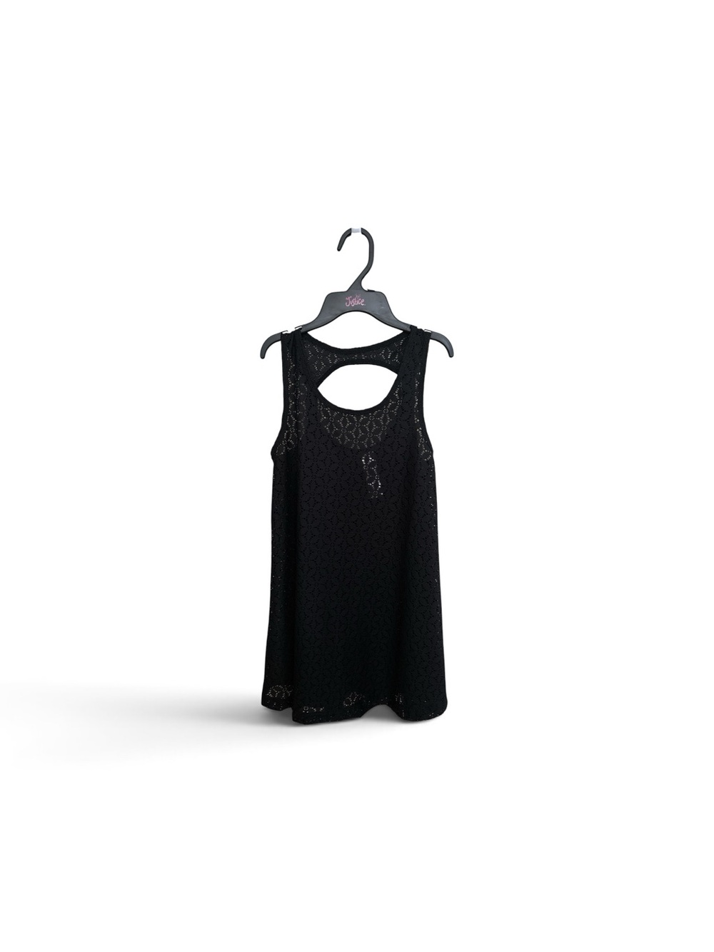 Black Lace Tank Top with Back Cutout -Girls